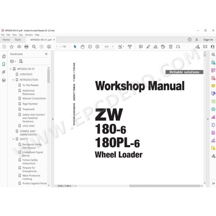 Hitachi Wheel Loader ZW180-6 ZW180PL-6 workshop service manual