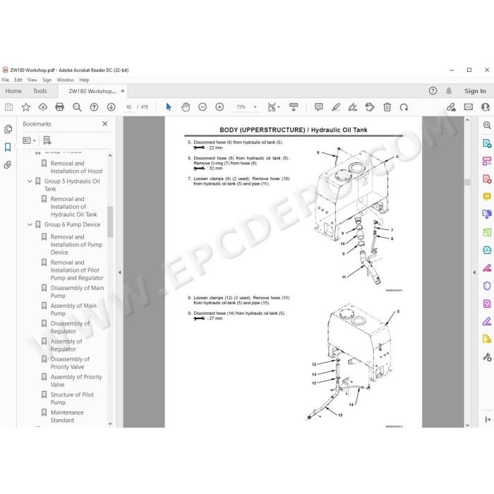 Hitachi Wheel Loader ZW180 parts manual + workshop service manual