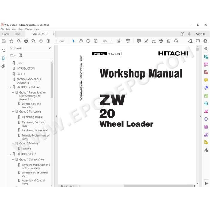 Hitachi Wheel Loader ZW20 workshop service manual