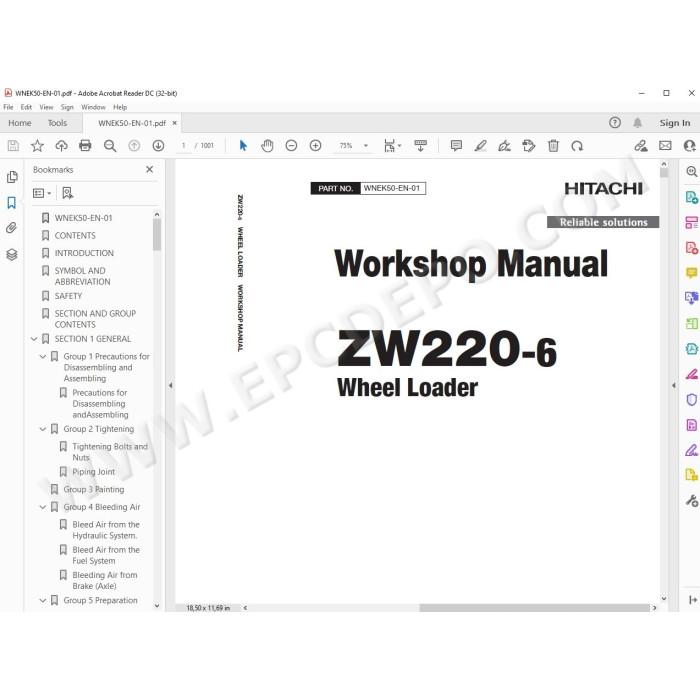 Hitachi Wheel Loader ZW220-6 workshop service manual