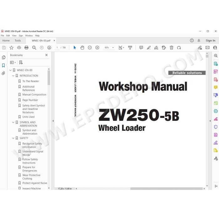 Hitachi Wheel Loader ZW250-5B workshop service manual