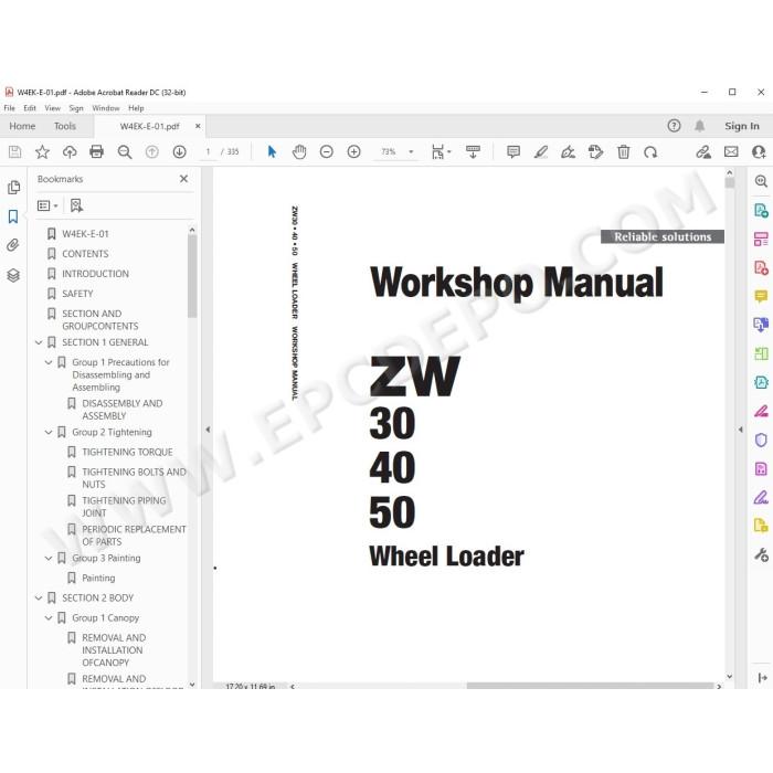 Hitachi Wheel Loader ZW30 ZW40 ZW50 workshop service manual
