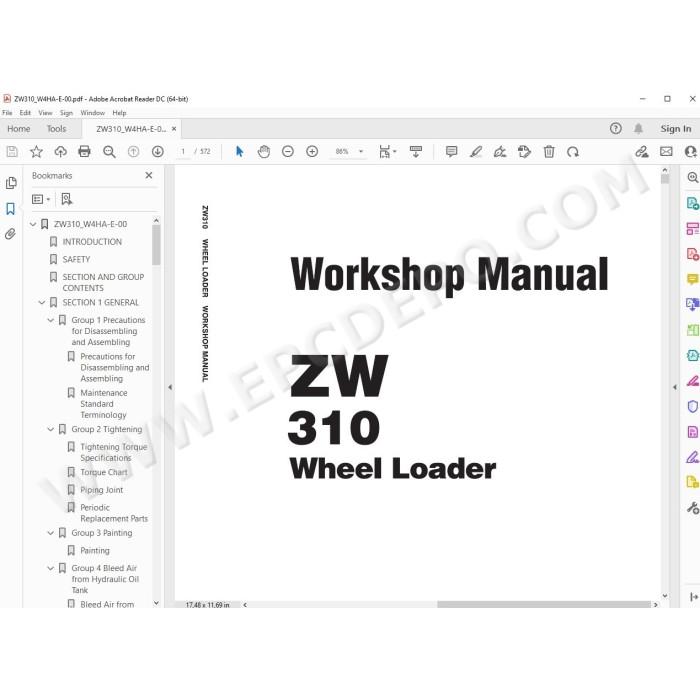 Hitachi Wheel Loader ZW310 parts manual + workshop service manual