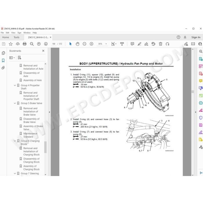 Hitachi Wheel Loader ZW310 parts manual + workshop service manual