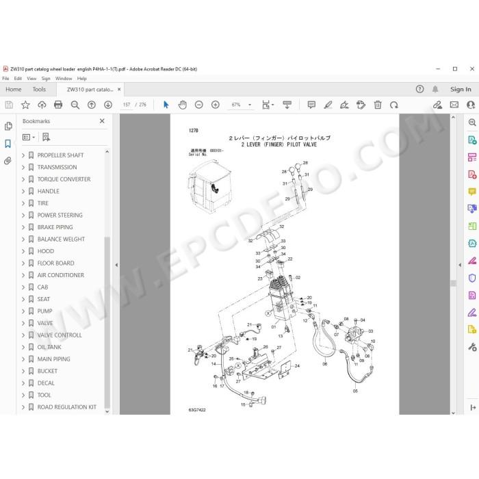 Hitachi Wheel Loader ZW310 parts manual + workshop service manual
