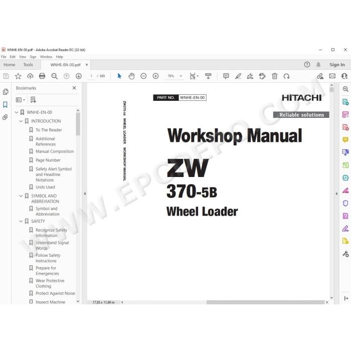 Hitachi Wheel Loader ZW370-5B workshop service manual