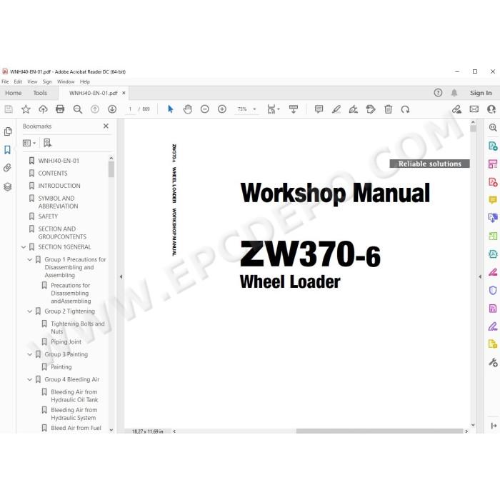 Hitachi Wheel Loader ZW370-6 workshop service manual