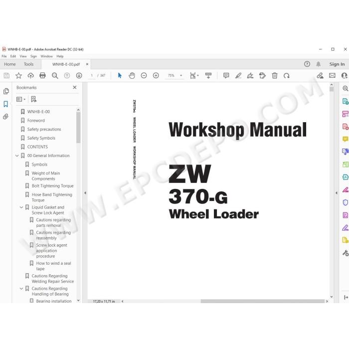 Hitachi Wheel Loader ZW370-G workshop service manual
