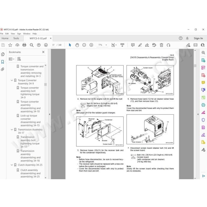 Hitachi Wheel Loader ZW370 workshop service manual