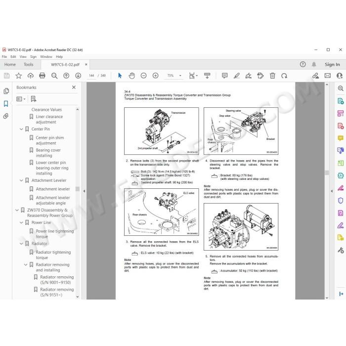 Hitachi Wheel Loader ZW370 workshop service manual