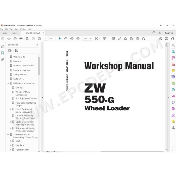 Hitachi Wheel Loader ZW550-G workshop service manual