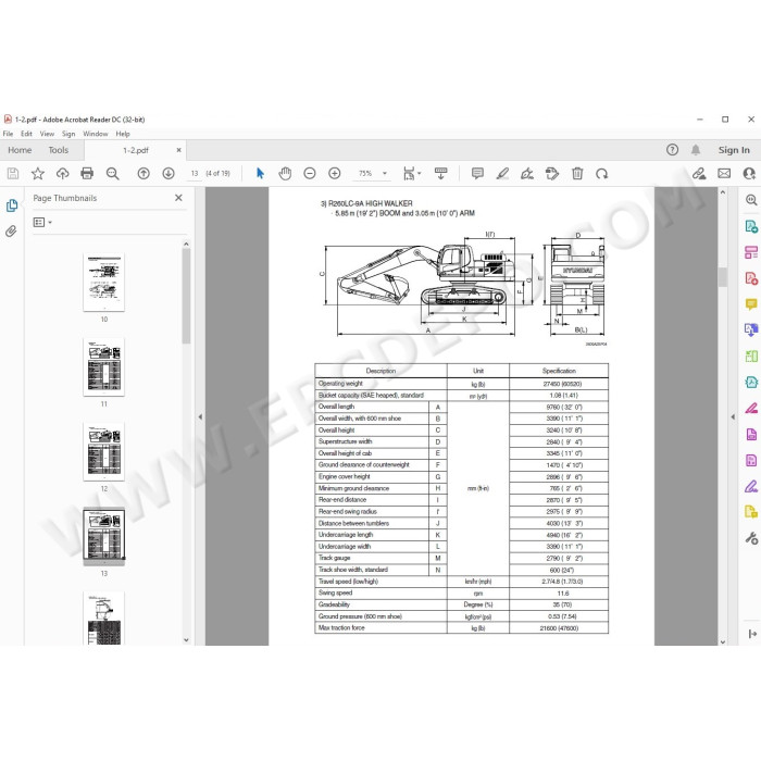 Hyundai Crawler Excavator R260LC-9A R260LC-9S service manual