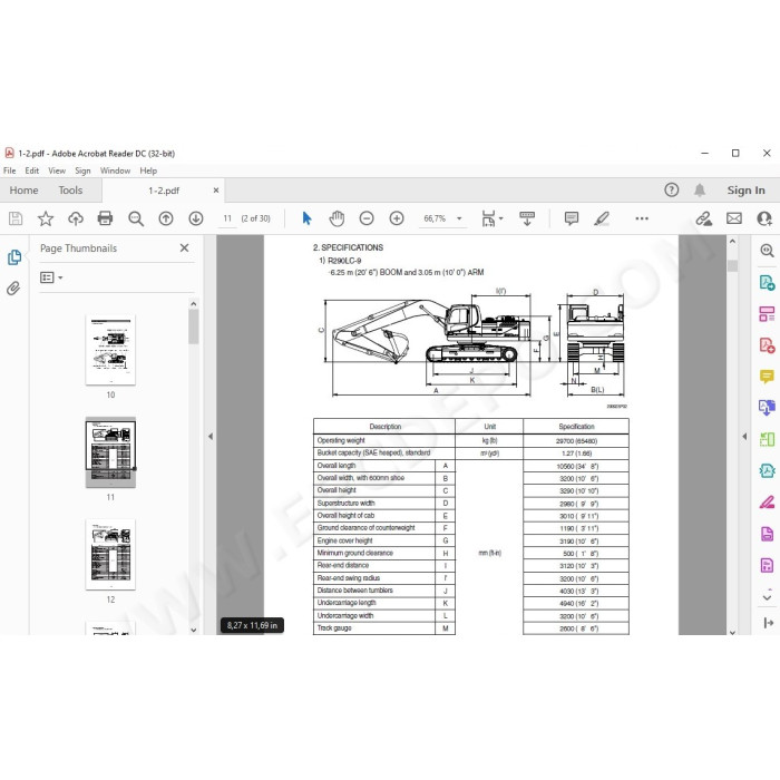 Hyundai Crawler Excavator R290LC-9 R290LC-9MH service manual