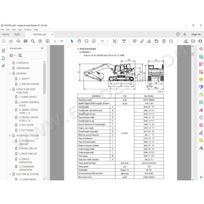 Hyundai Crawler Excavator HX225 HX235 HX260 service manual