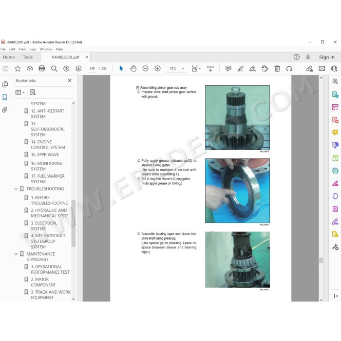 Hyundai Crawler Excavator HX400 HX430 HX480 HX500 HX520 service manual