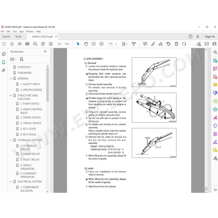 Hyundai Crawler Excavator HX400 HX430 HX480 HX500 HX520 service manual