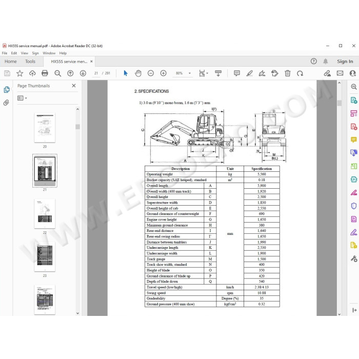 Hyundai Crawler Excavator HX55S HX60S HX75S service manual