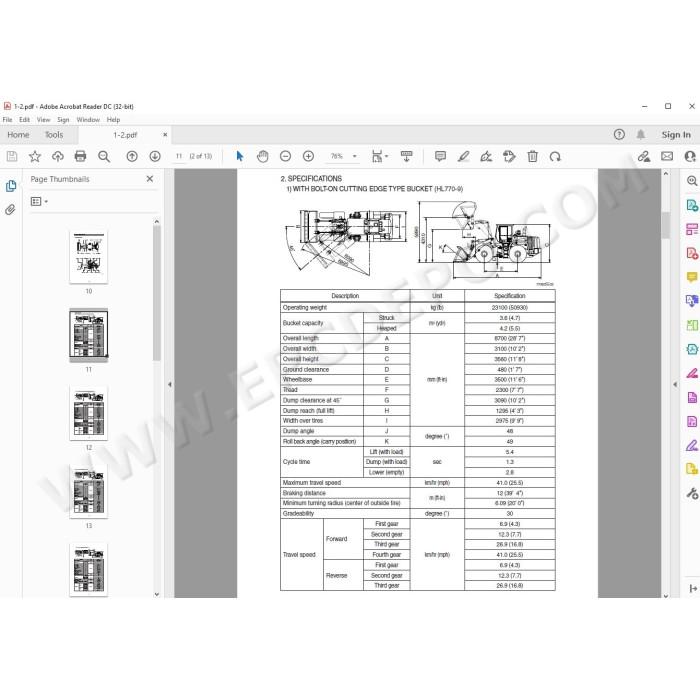 Hyundai Wheel Loader HL770-9 HL770-9A HL770-9S service manual