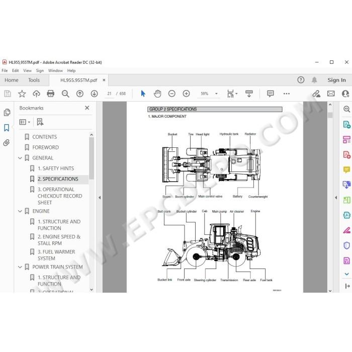 Hyundai Wheel Loader HL955 HL955A HL955 T3 service manual