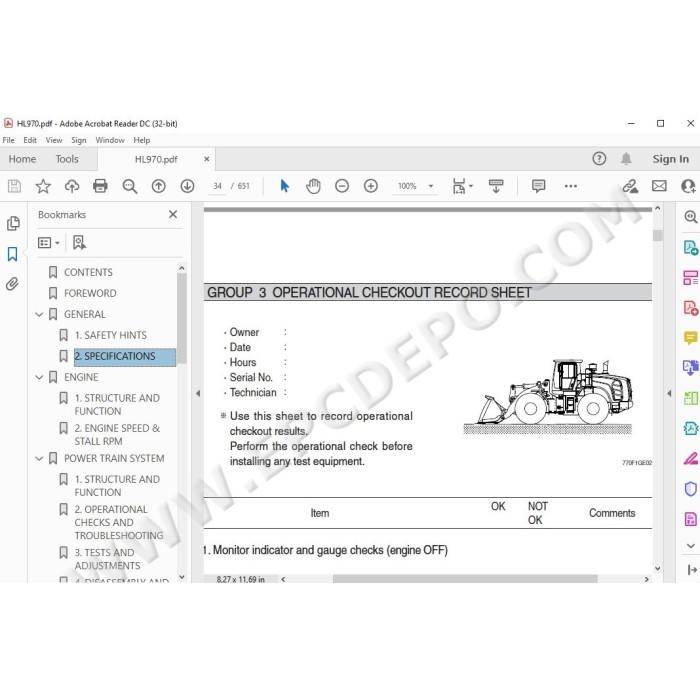 Hyundai Wheel Loader HL970 HL970A HL975 HL975A service manual