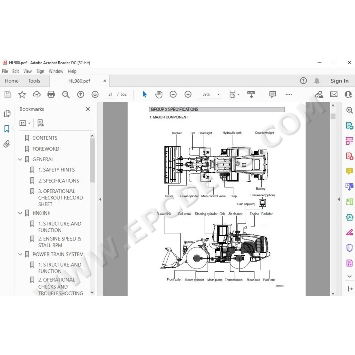 Hyundai Wheel Loader HL980 HL980A service manual