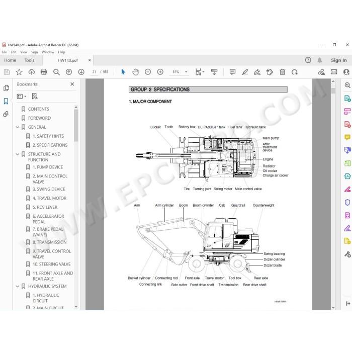 Hyundai Wheeled Excavator HW140 HW140A service manual