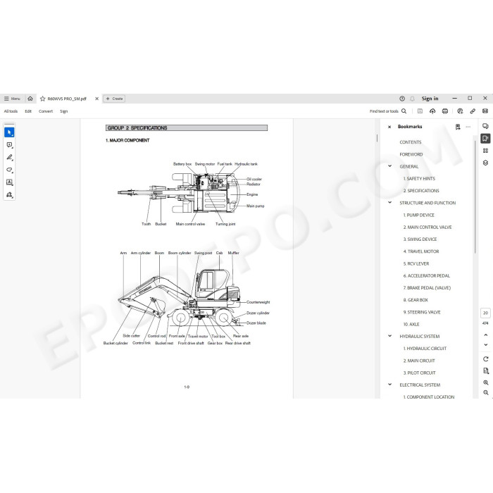 Hyundai Wheeled Excavator R60WVS PRO service manual