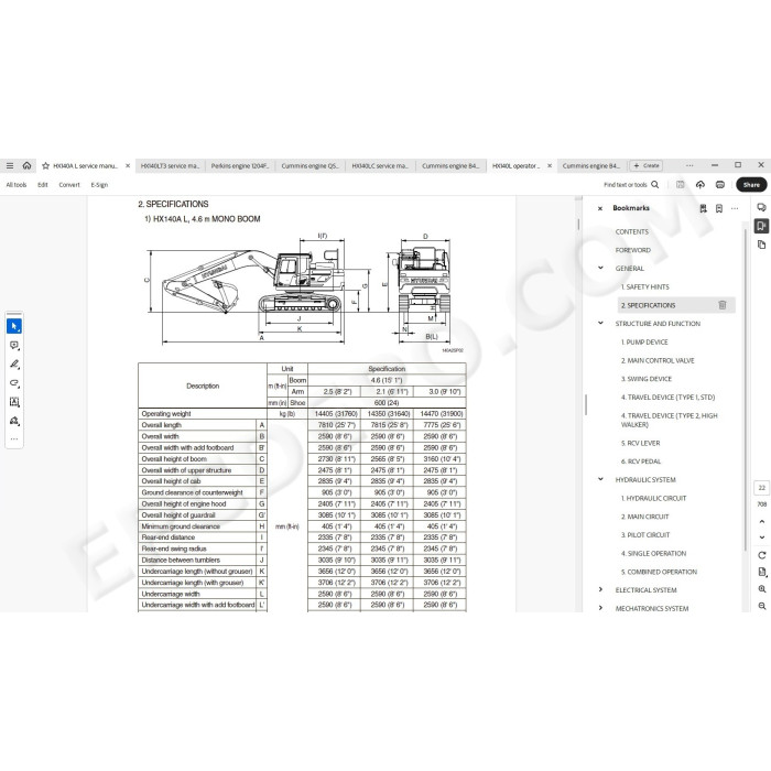 Hyundai Crawler Excavator HX140A L HX140L HX140LC HX140LT3 service manual