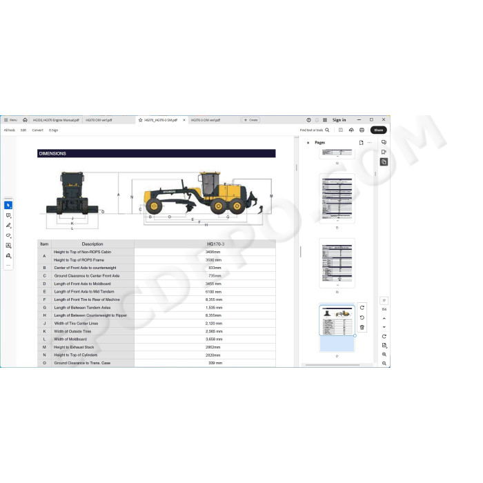 Hyundai Motor Grader HG170 HG170-3 service manual