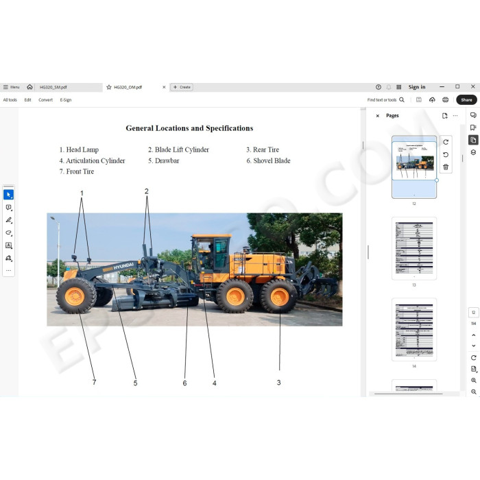 Hyundai Motor Grader HG320 service manual