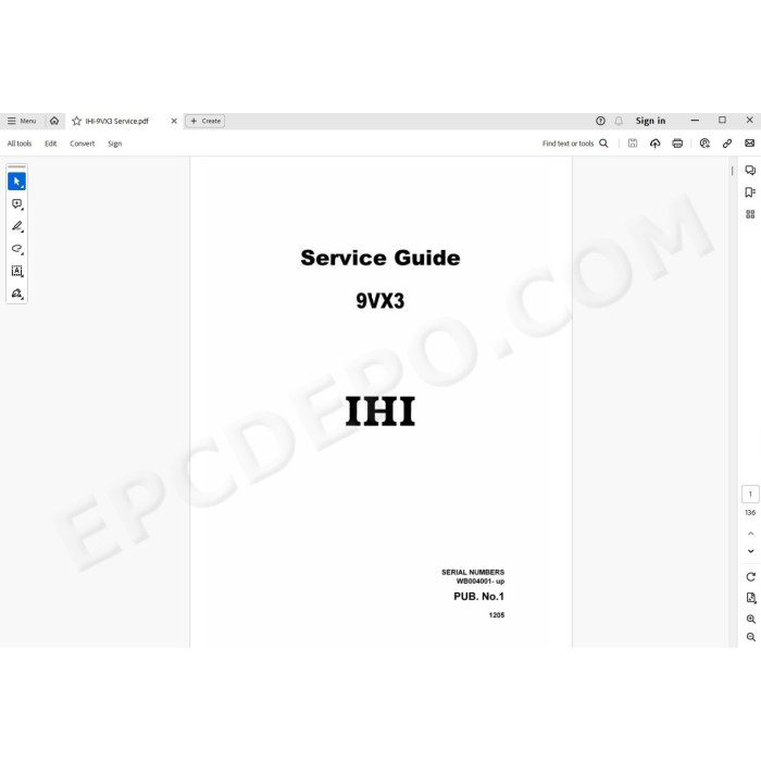IHI Excavator 9VX3 17VX3 17VXE 35V4 15NX 25V4 55V4 85V4 service manual