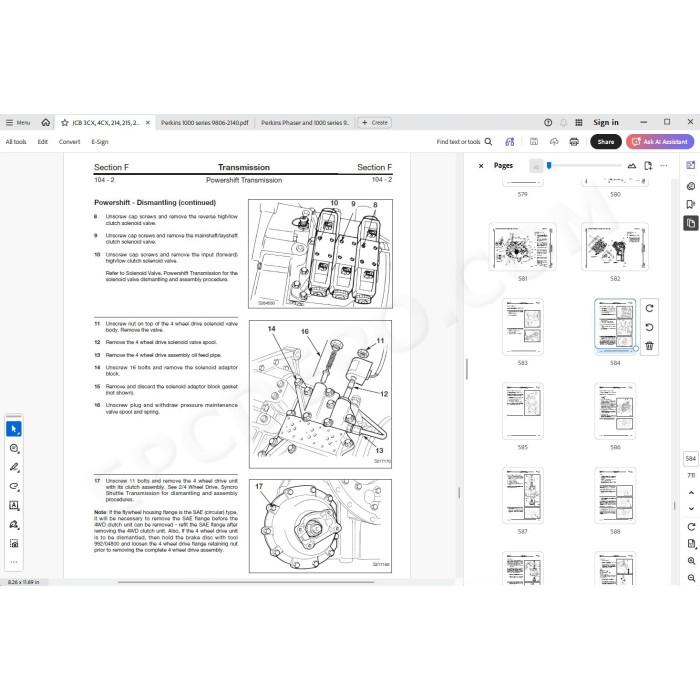 JCB Backhoe Loader 3CX, 4CX, 214, 215, 217 & Variants service manual