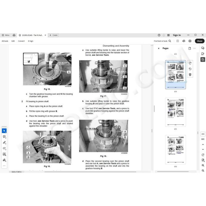 JCB Excavator JS200 JS210 JS220 JS235 JS240 JS260 Tier 3 Auto service manual