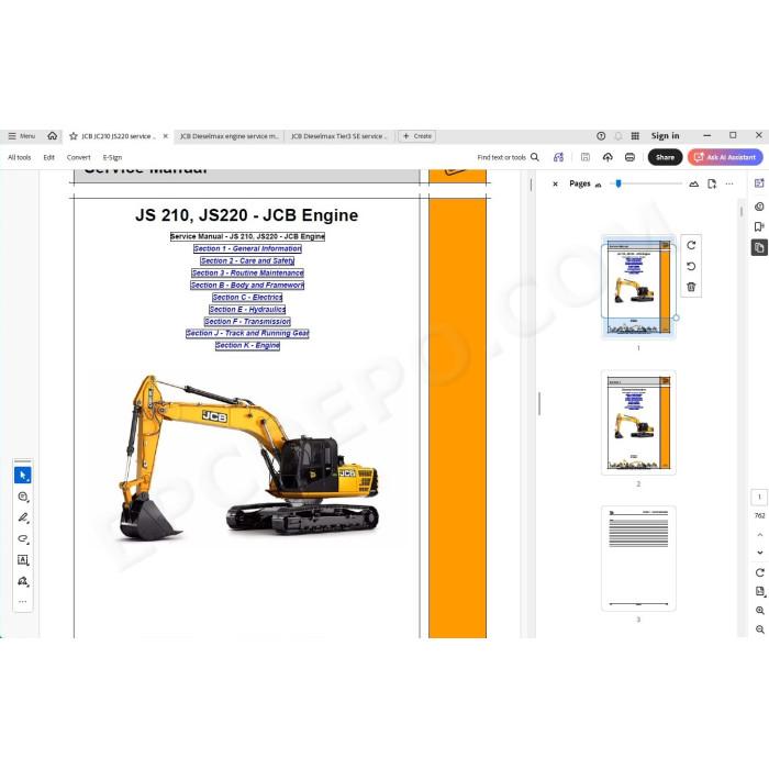 JCB Excavator JS210 JS220 service manual