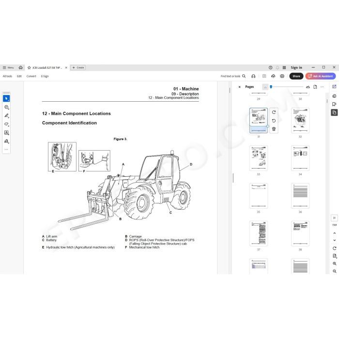 JCB Loadall 527-58 Tier 4 service & repair manual