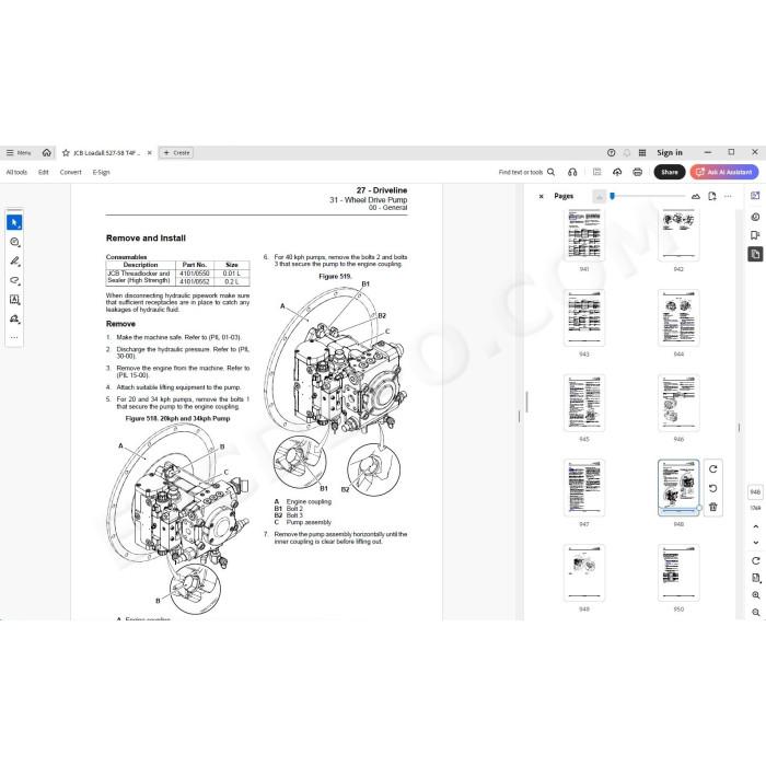 JCB Loadall 527-58 Tier 4 service & repair manual