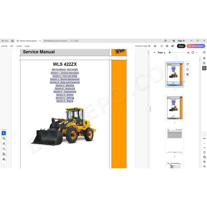 JCB Wheel Loading Shovel WLS 422ZX service manual