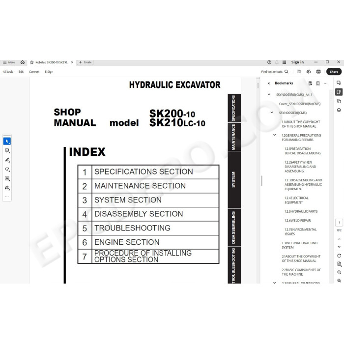 Kobelco Excavator SK200-10 SK210LC-10 workshop service manual
