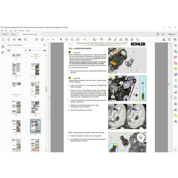 Kohler Diesel Engine KDI 1903 M - KDI 2504 M workshop service manual