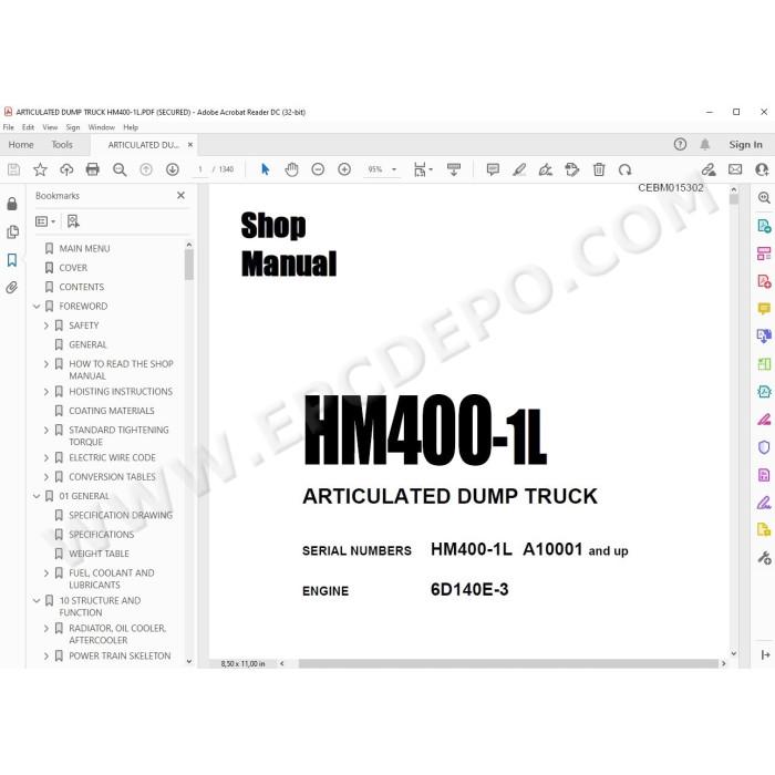 Komatsu Articulated Dump Truck HM400-1L service & repair manual