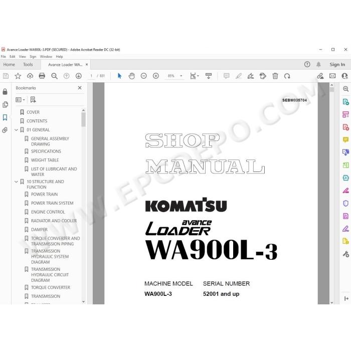 Komatsu Wheel Loader WA900L-3 service & repair manual