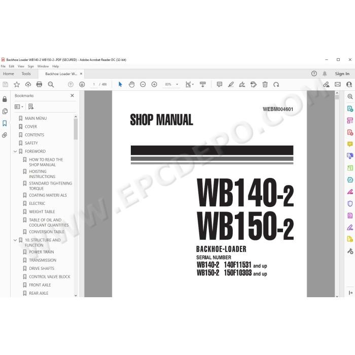 Komatsu Backhoe Loader WB140-2 WB150-2 service & repair manual