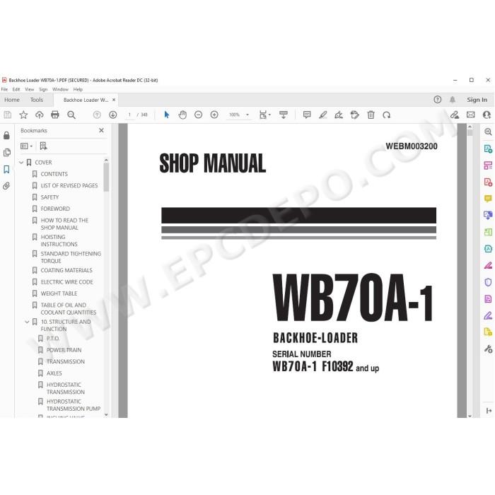 Komatsu Backhoe Loader WB70A-1 service & repair manual