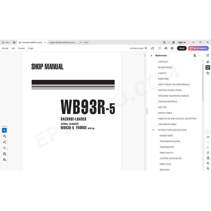 Komatsu Backhoe Loader WB93R-5 service & repair manual