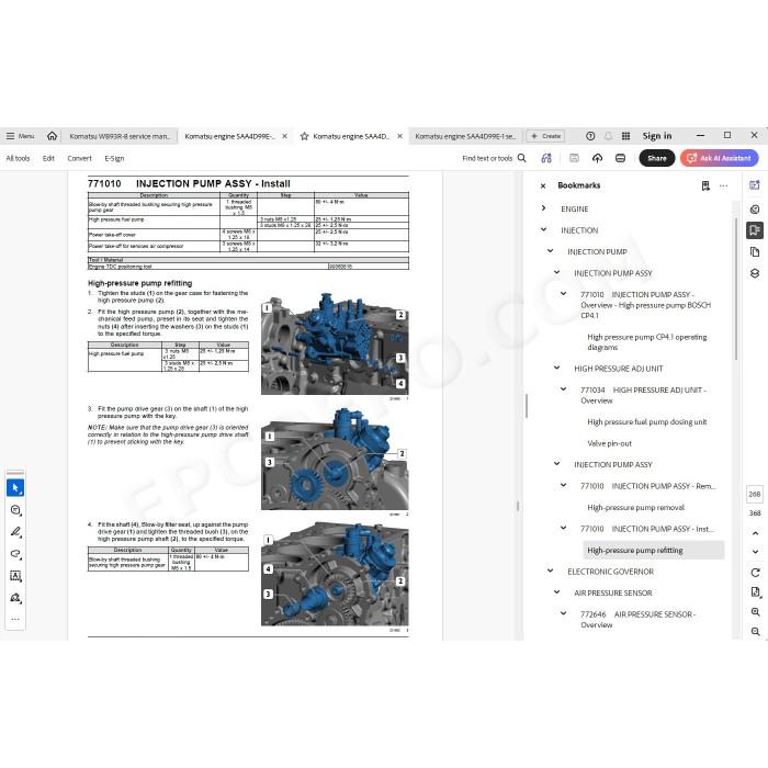 Komatsu Backhoe Loader WB93R-8 service & repair manual