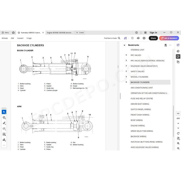 Komatsu Backhoe Loader WB93S-5 service & repair manual