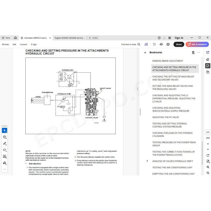 Komatsu Backhoe Loader WB93S-5 service & repair manual