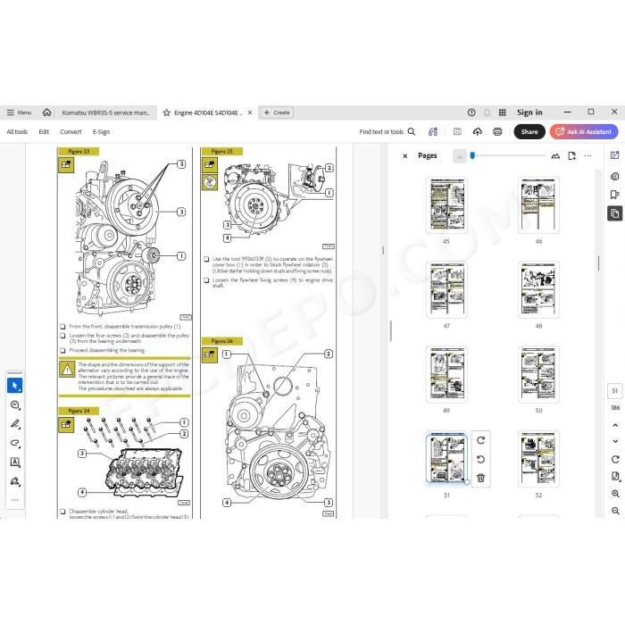 Komatsu Backhoe Loader WB93S-5 service & repair manual