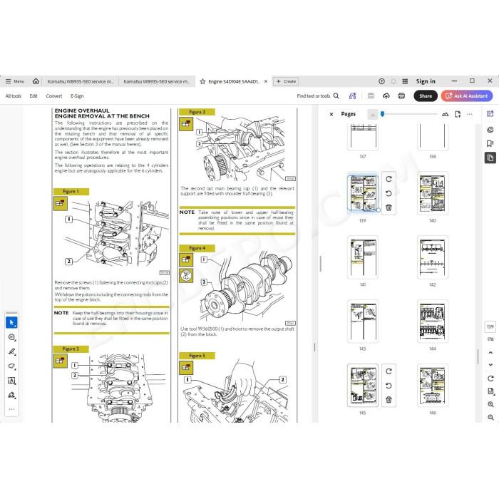 Komatsu Backhoe Loader WB93S-5E0 service & repair manual