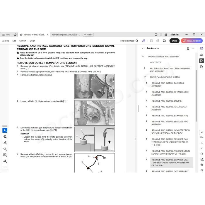 Komatsu Backhoe Loader WB93S-8E0 service & repair manual
